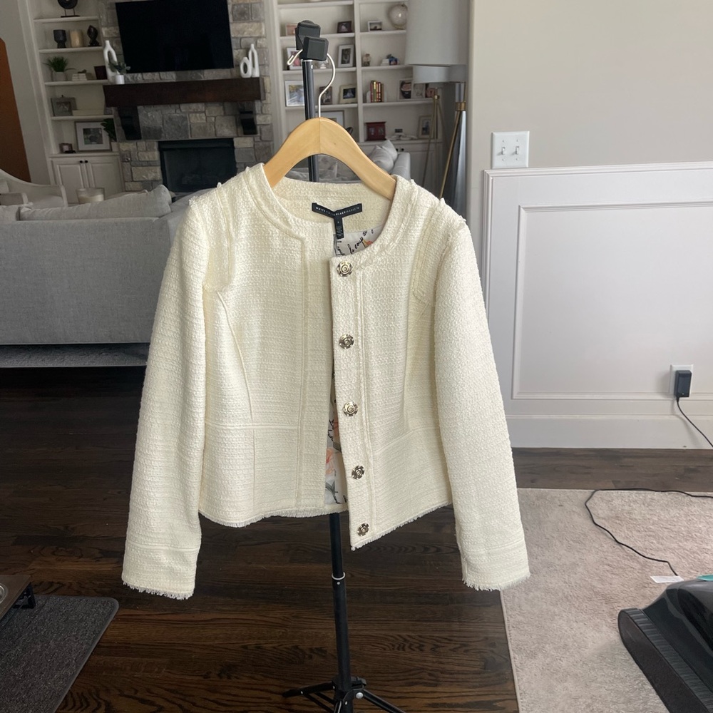 White House Black Market Cream Textured Blazer